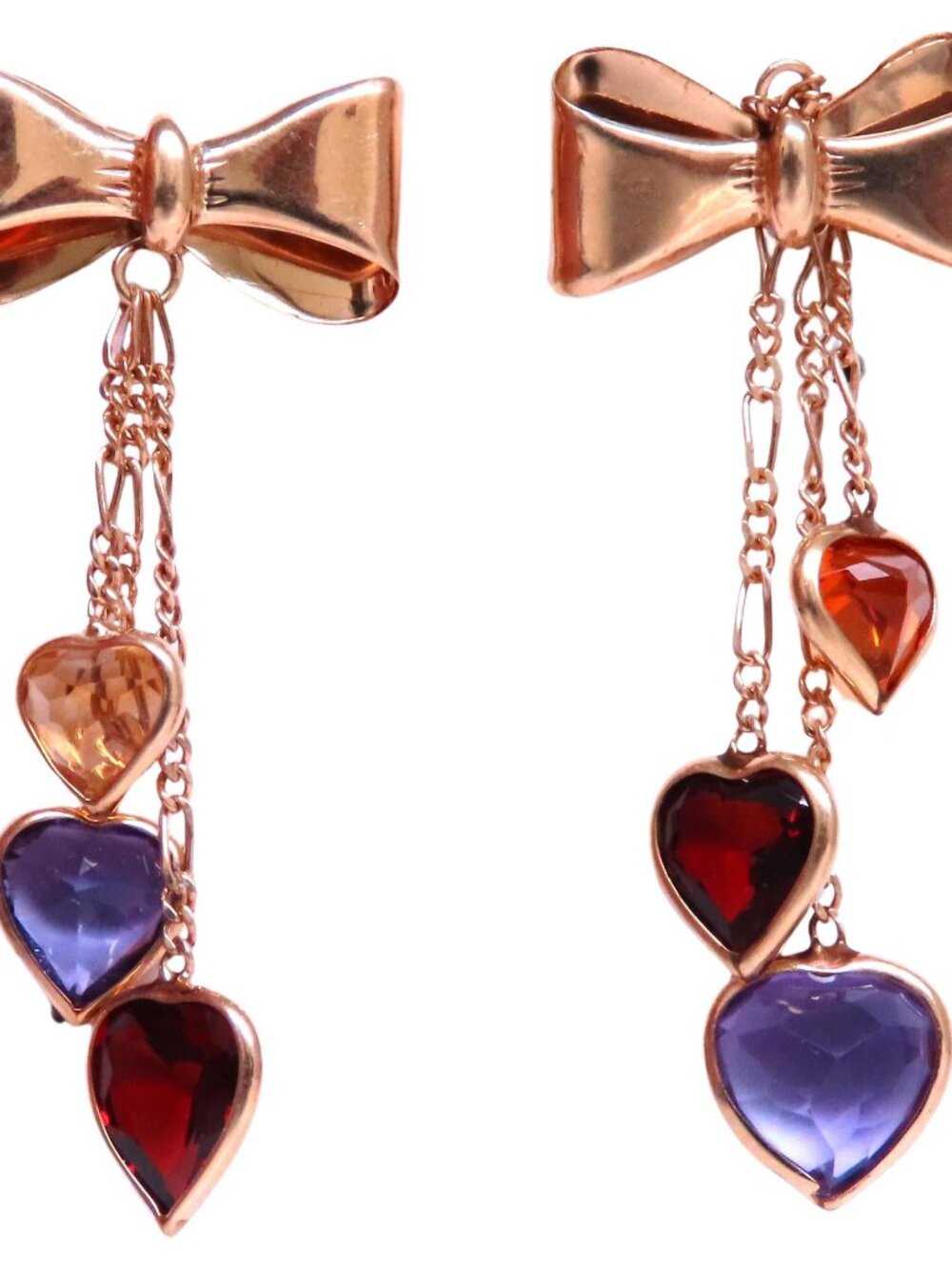 5ct Natural Amethyst Garnet Citrine Bow Dangle Earrings*